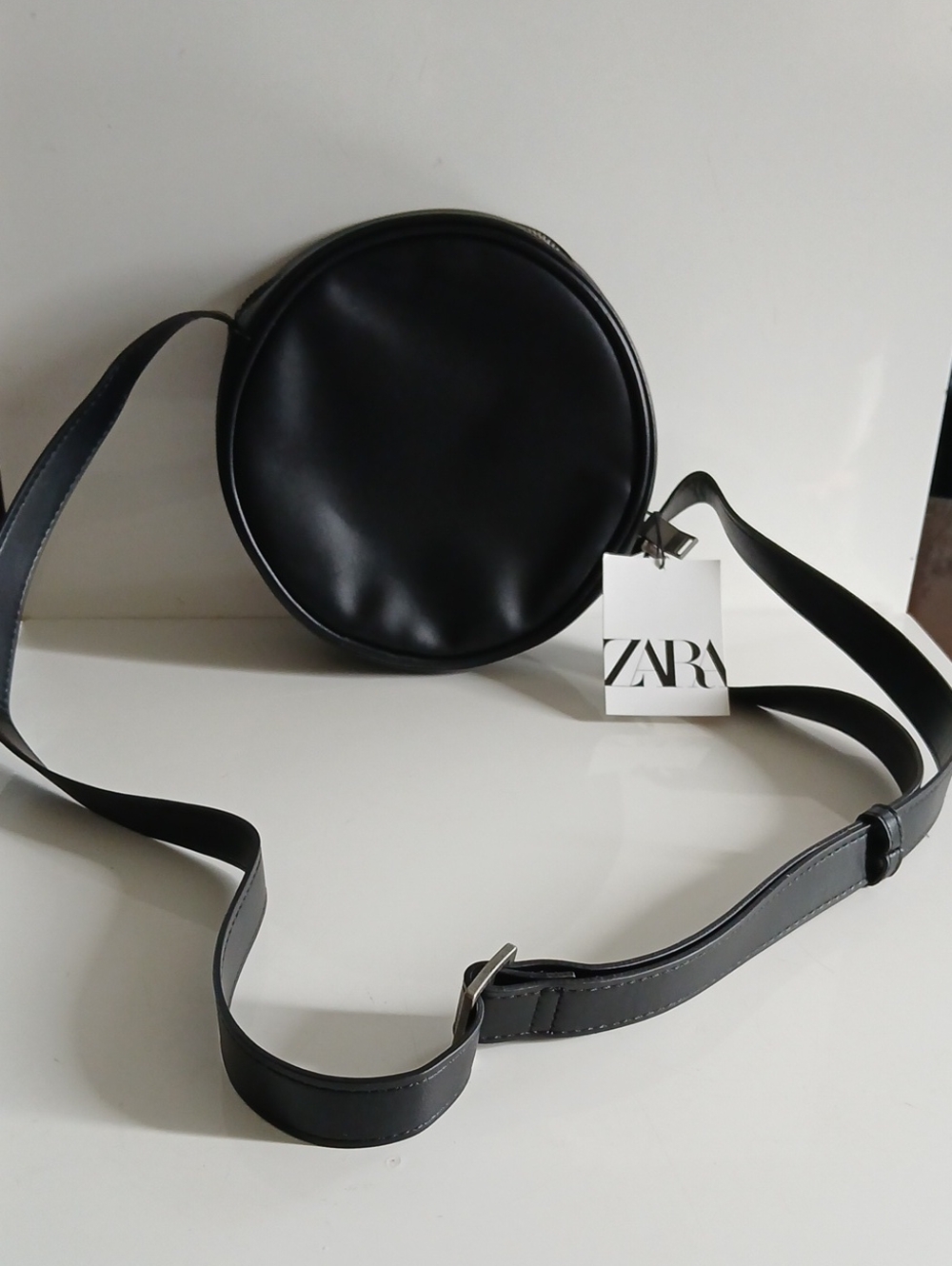 Zara Black Round Crossbody Bag with Adjustable Strap NWT